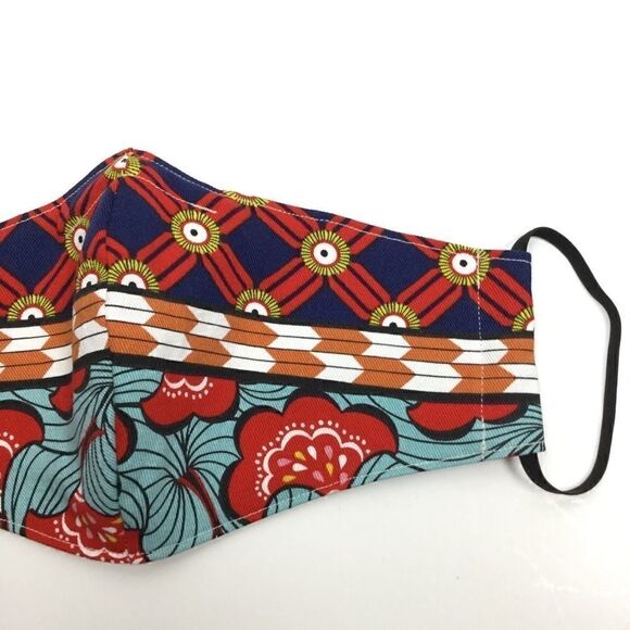2/$15 - Striped Mask, Blue/Red Face Mask w/Flowers Stripes, Filti Filter - Picture 6 of 14